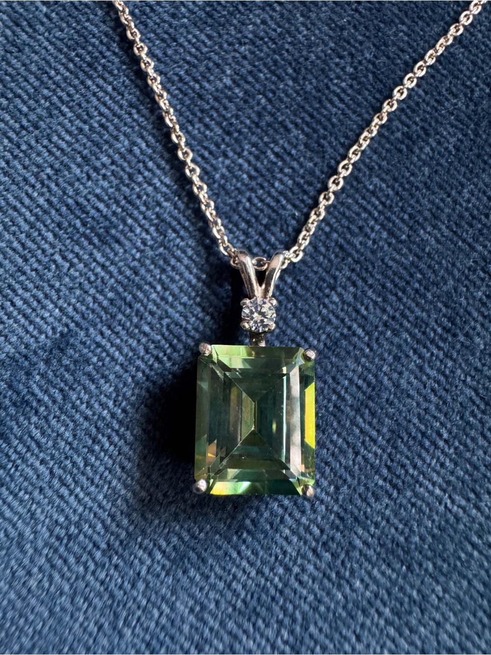 925 Sterling silver With green glass stone necklace pendant. - Picture 3 of 7